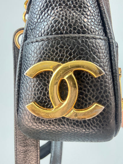 Chanel Vintage Triple CC Caviar Tote — Black