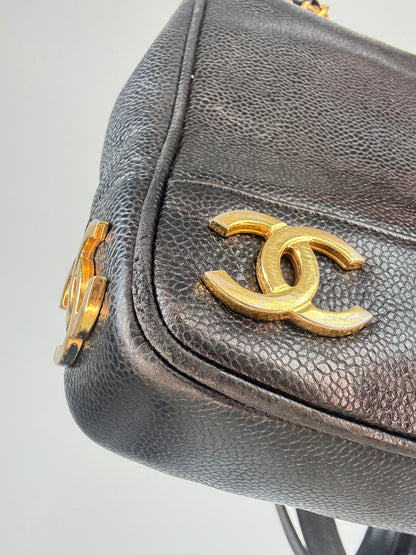Chanel Vintage Triple CC Caviar Tote — Black
