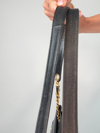 Chanel Vintage Triple CC Caviar Tote — Black