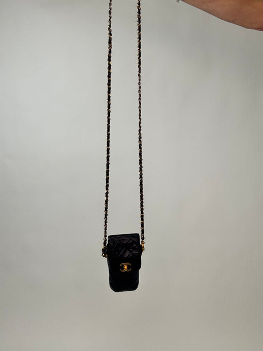 Chanel Vintage Quilted Phone Holder Crossbody