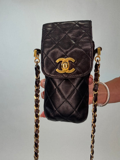 Chanel Vintage Quilted Phone Holder Crossbody