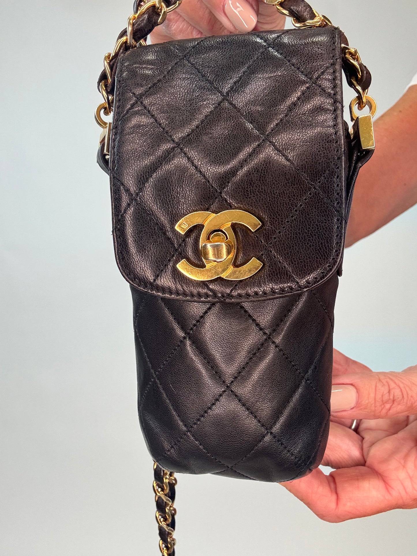 Chanel Vintage Quilted Phone Holder Crossbody