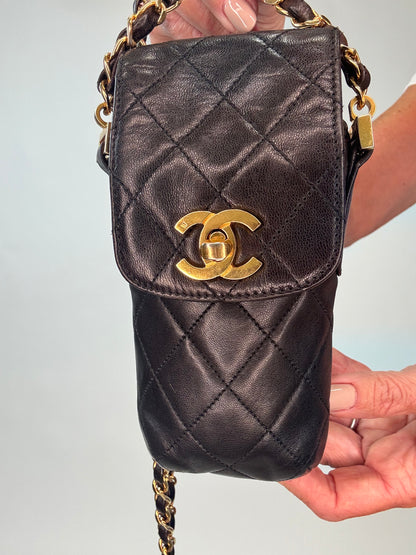 Chanel Vintage Quilted Phone Holder Crossbody