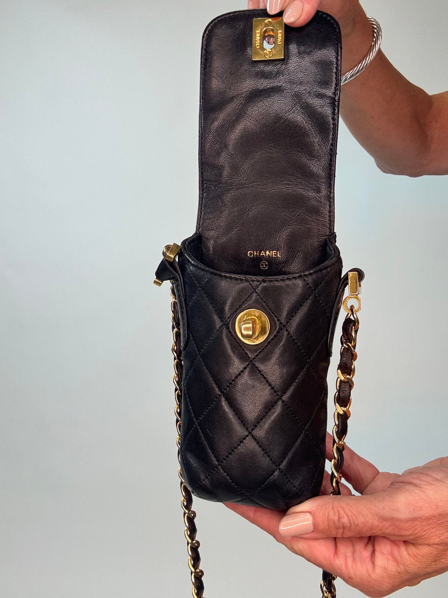 Chanel Vintage Quilted Phone Holder Crossbody
