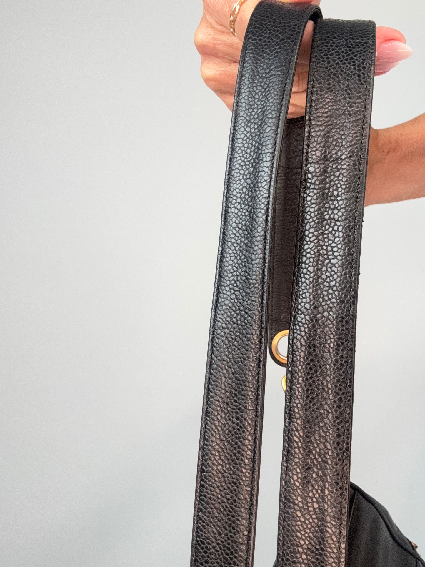 Chanel Vintage Triple CC Caviar Tote — Black
