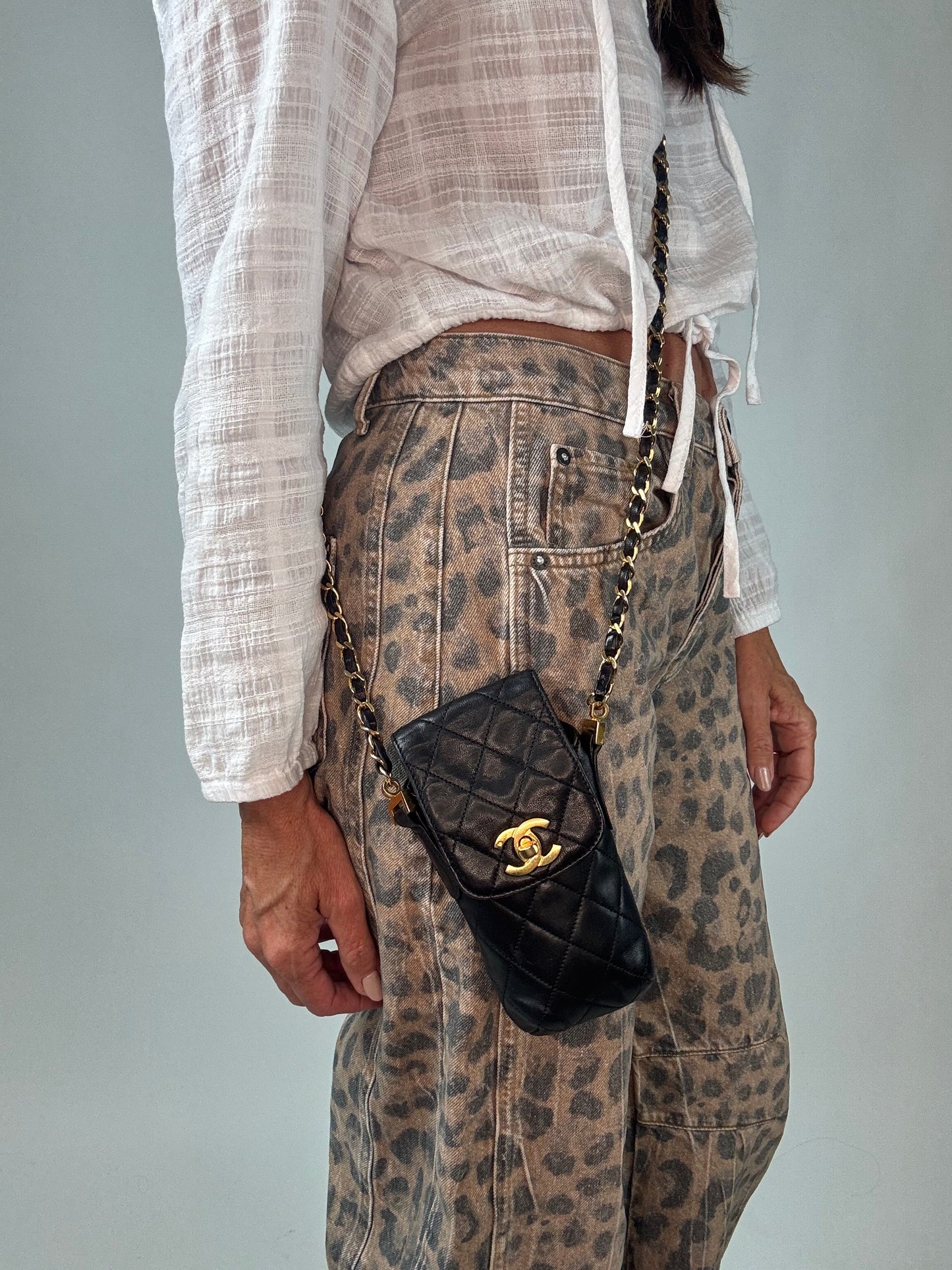Chanel Vintage Quilted Phone Holder Crossbody
