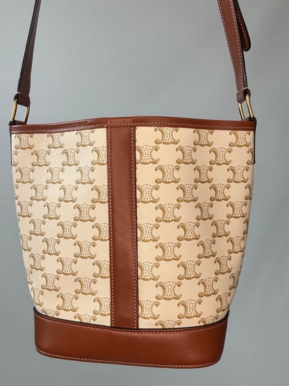 The Celine Triomphe Small Canvas Bucket Bag