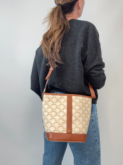 The Celine Triomphe Small Canvas Bucket Bag