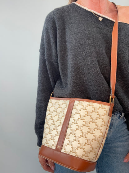 The Celine Triomphe Small Canvas Bucket Bag