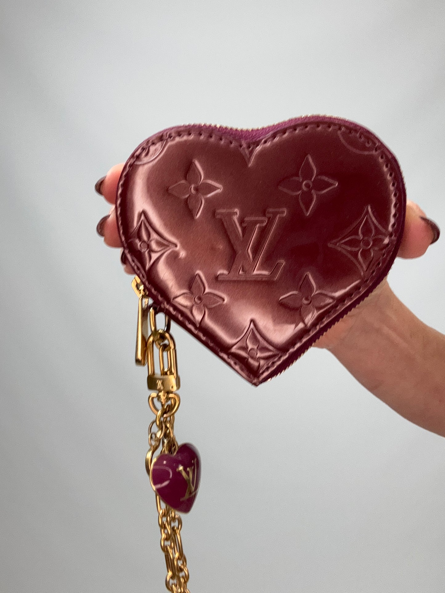 Louis Vuitton Vernis Heart Coin Pouch Bag Charm