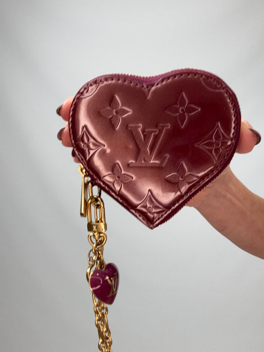 Louis Vuitton Vernis Heart Coin Pouch Bag Charm