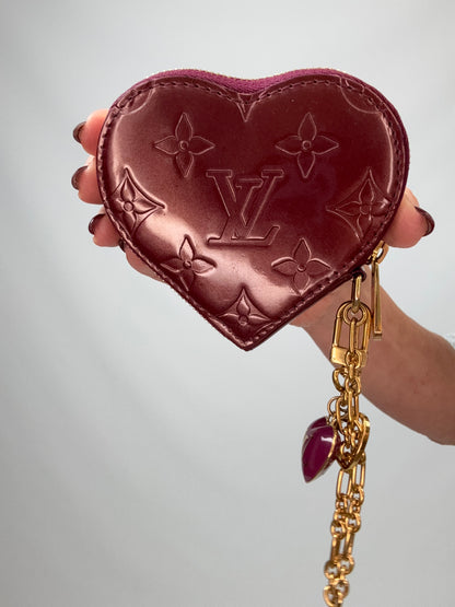 Louis Vuitton Vernis Heart Coin Pouch Bag Charm