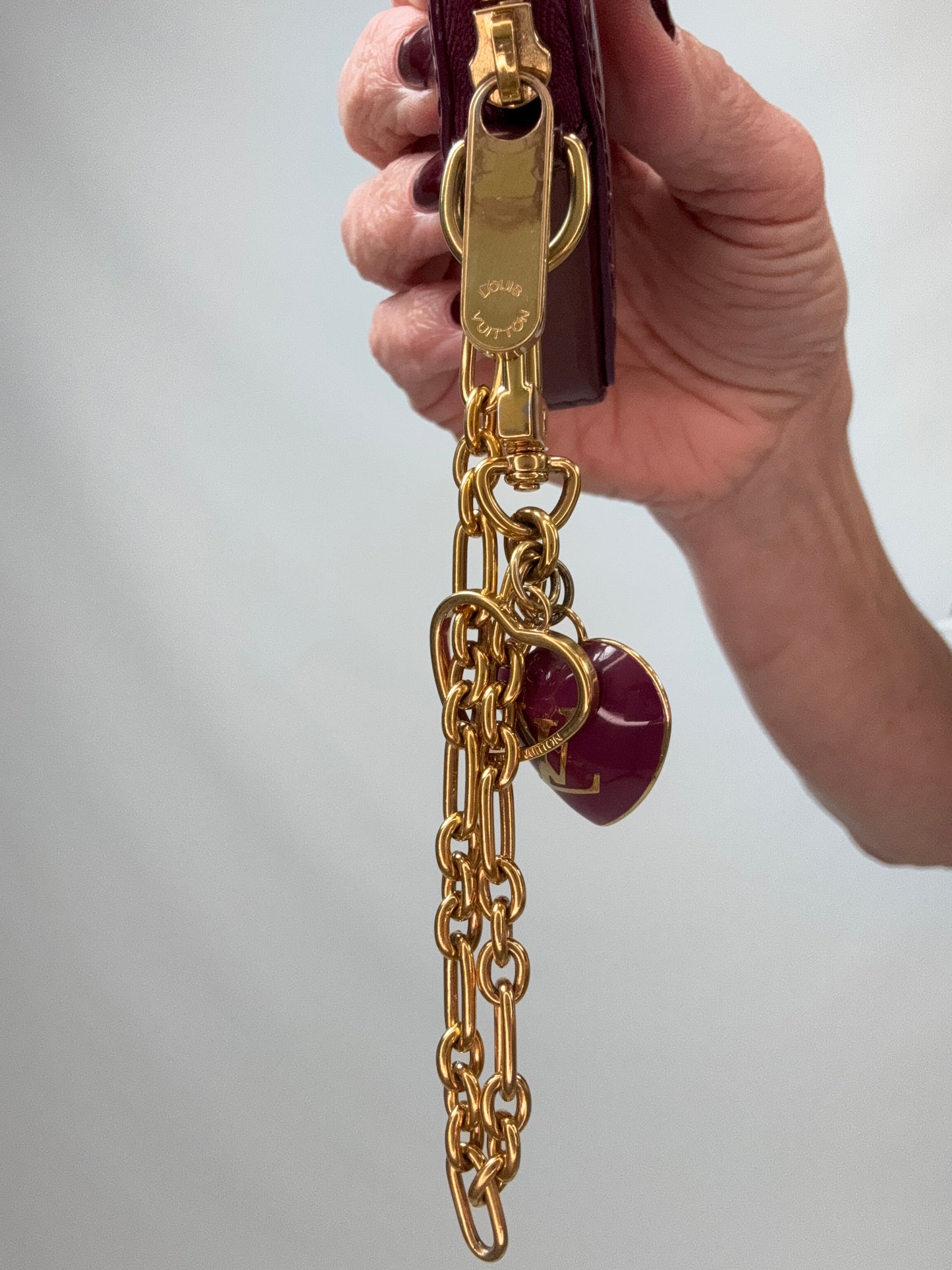 Louis Vuitton Vernis Heart Coin Pouch Bag Charm