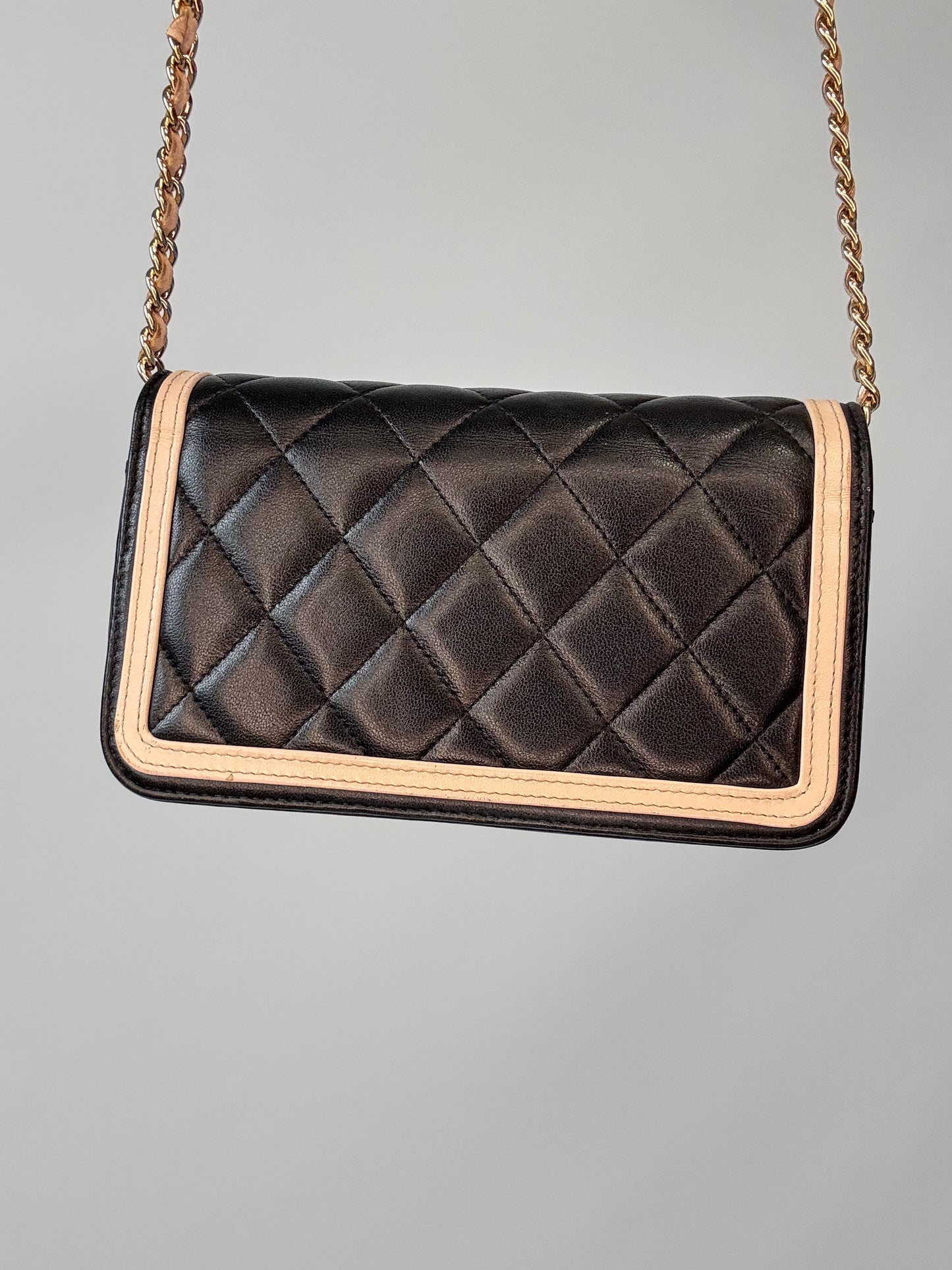Chanel Quilted Mini Flap — Black & Beige