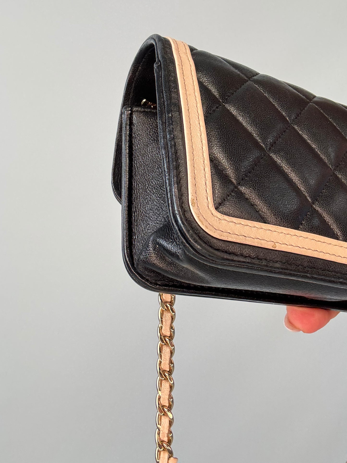 Chanel Quilted Mini Flap — Black & Beige
