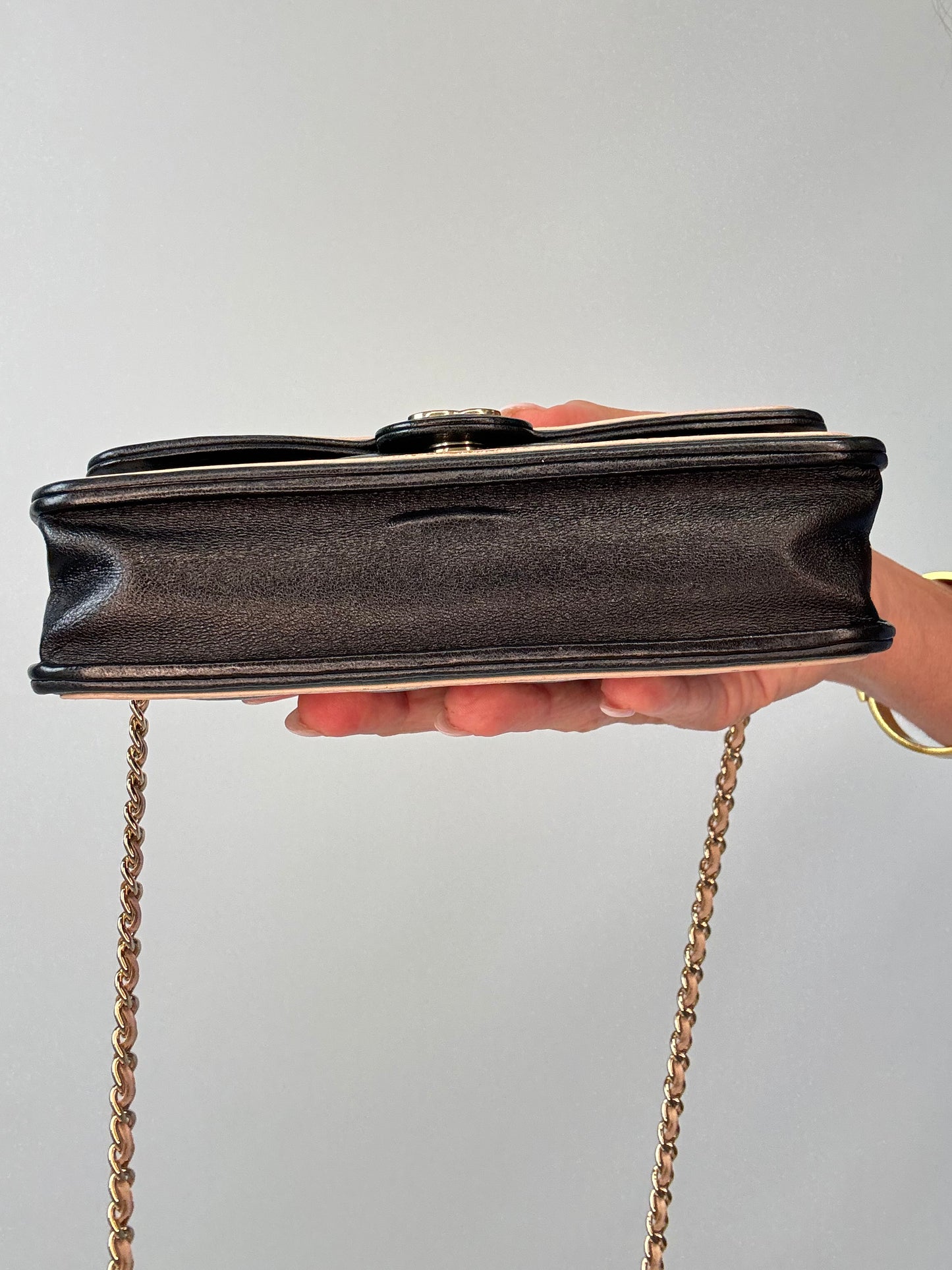 Chanel Quilted Mini Flap — Black & Beige