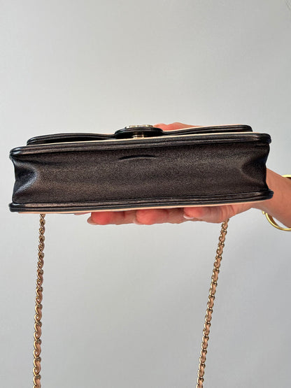 Chanel Quilted Mini Flap — Black & Beige