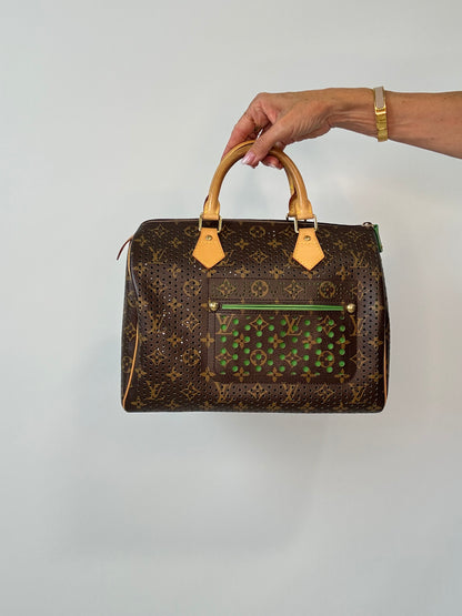 Louis Vuitton Limited Edition Monogram Perforated Speedy 30 — Green — 2006