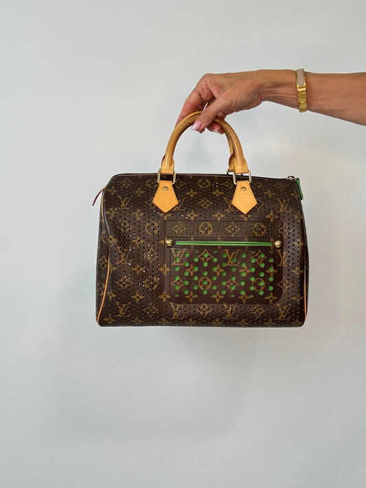 Louis Vuitton Limited Edition Monogram Perforated Speedy 30 — Green — 2006