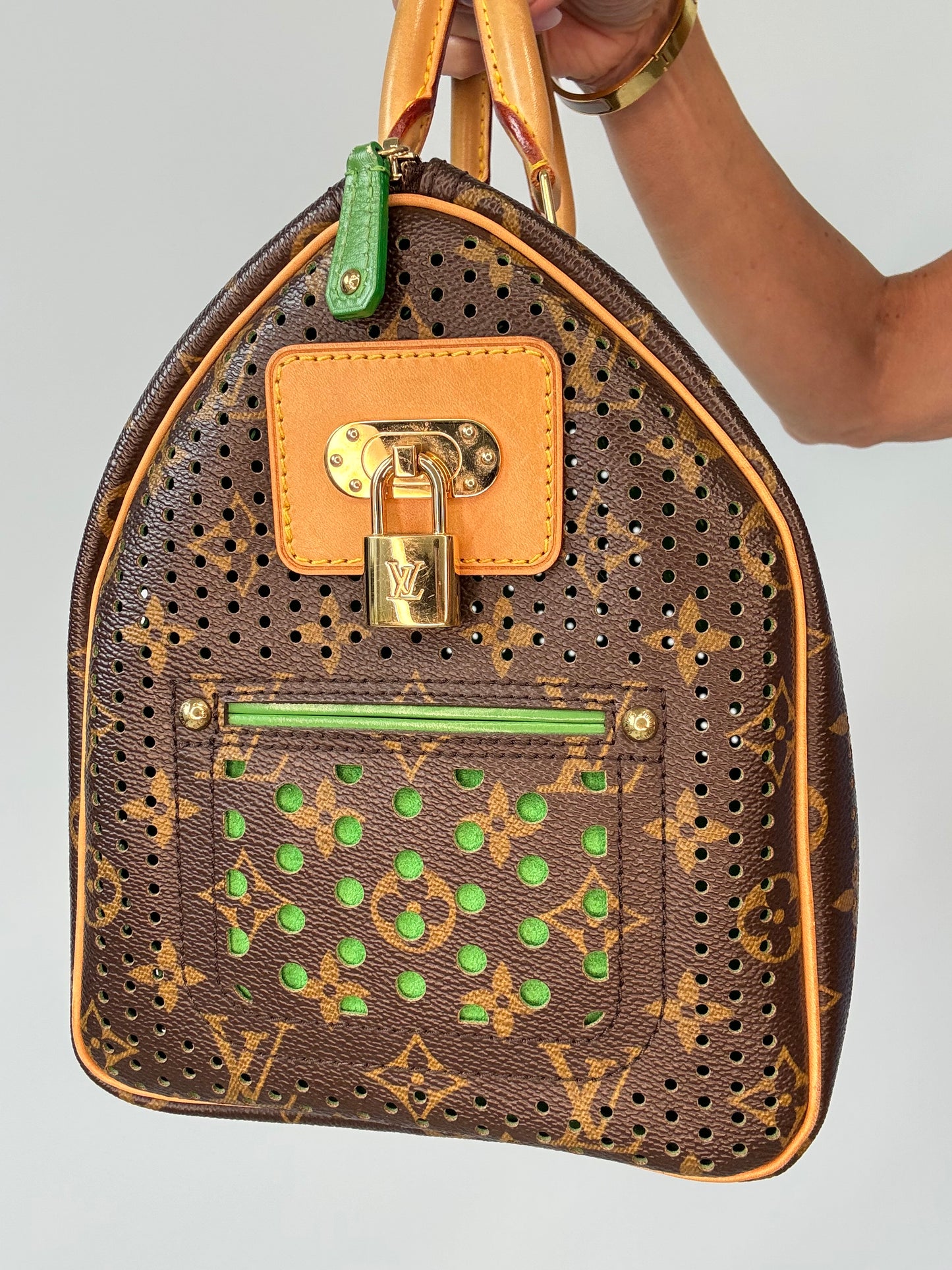 Louis Vuitton Limited Edition Monogram Perforated Speedy 30 — Green — 2006