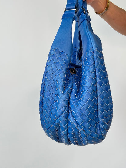 Bottega Veneta Small Campana Intrecciato Hobo — Royal Blue