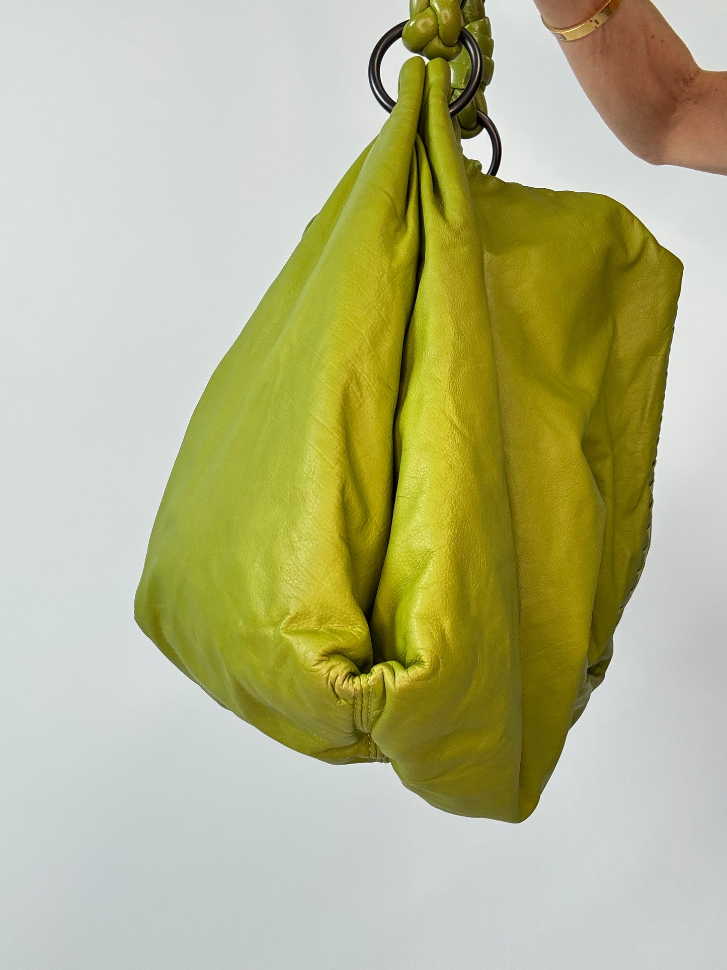 Bottega Veneta Green Intrecciato Aquilone Trimmed Hobo