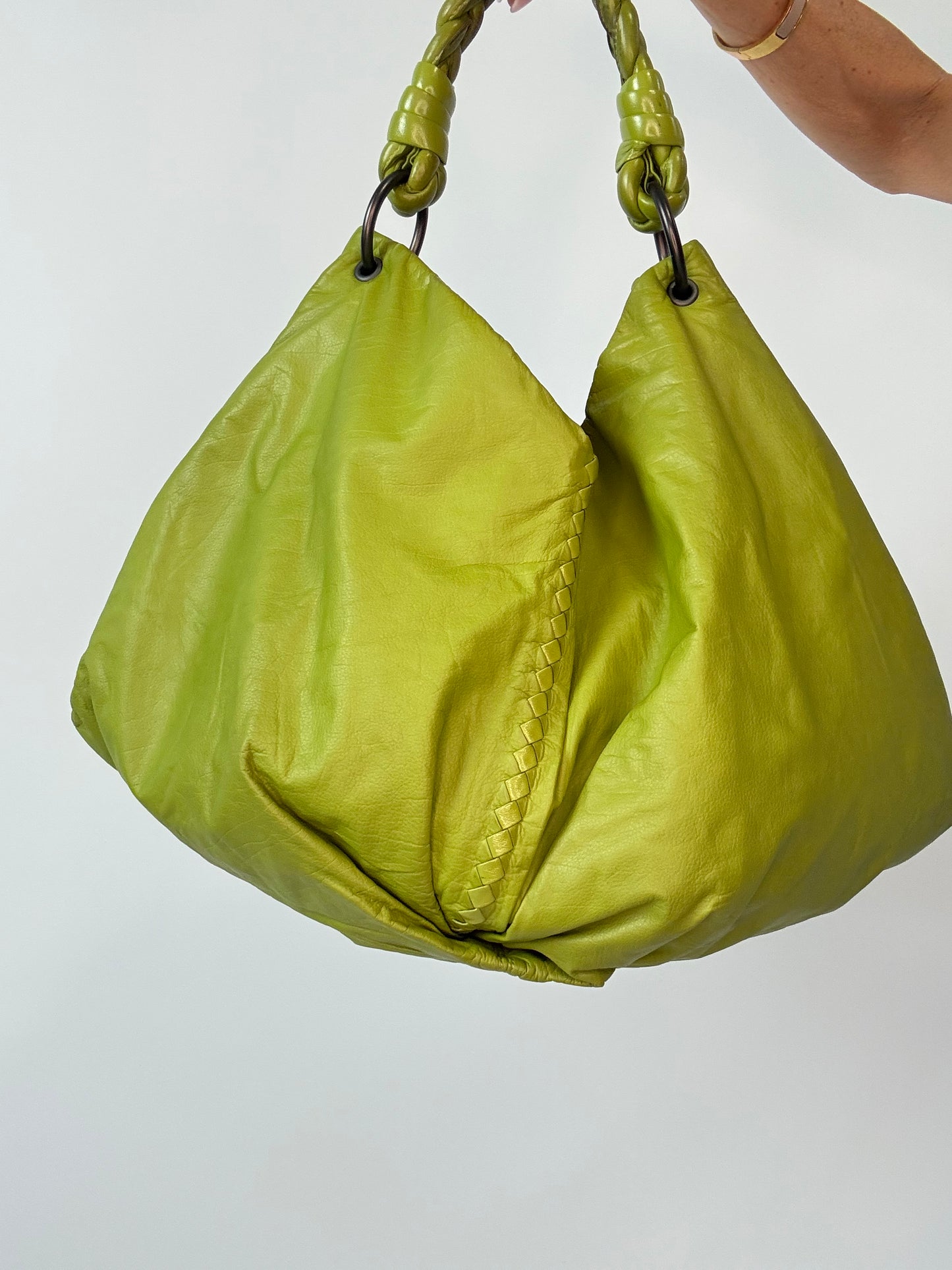Bottega Veneta Green Intrecciato Aquilone Trimmed Hobo