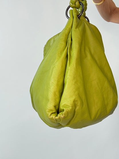 Bottega Veneta Green Intrecciato Aquilone Trimmed Hobo