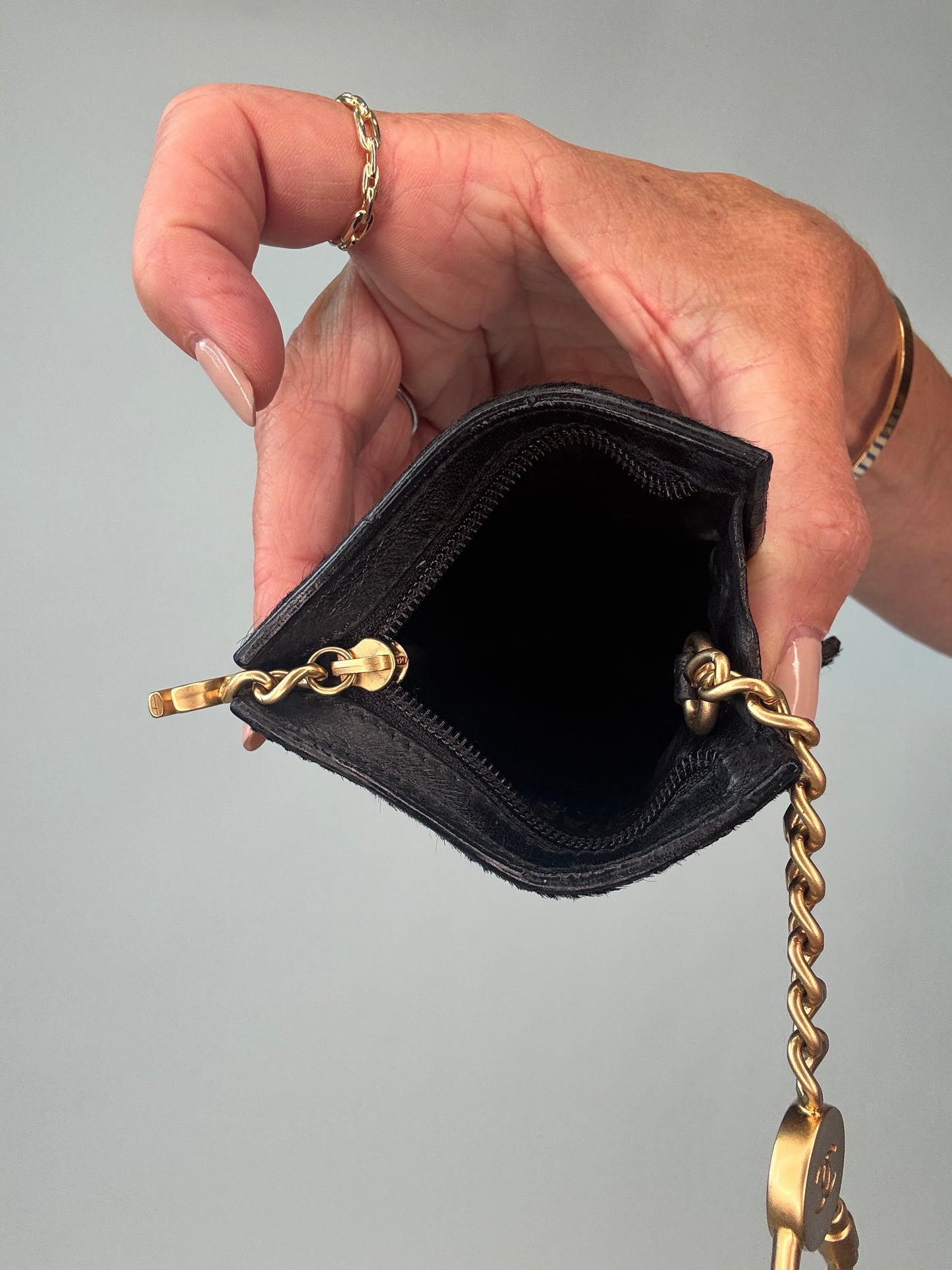 Chanel CoCo Pony Hair Key/ Bag Chaim Black