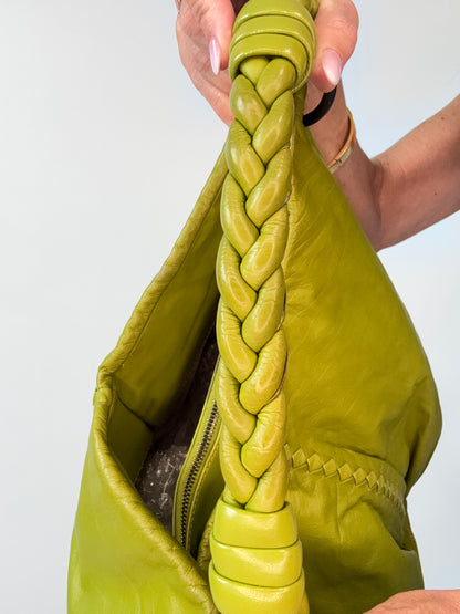 Bottega Veneta Green Intrecciato Aquilone Trimmed Hobo