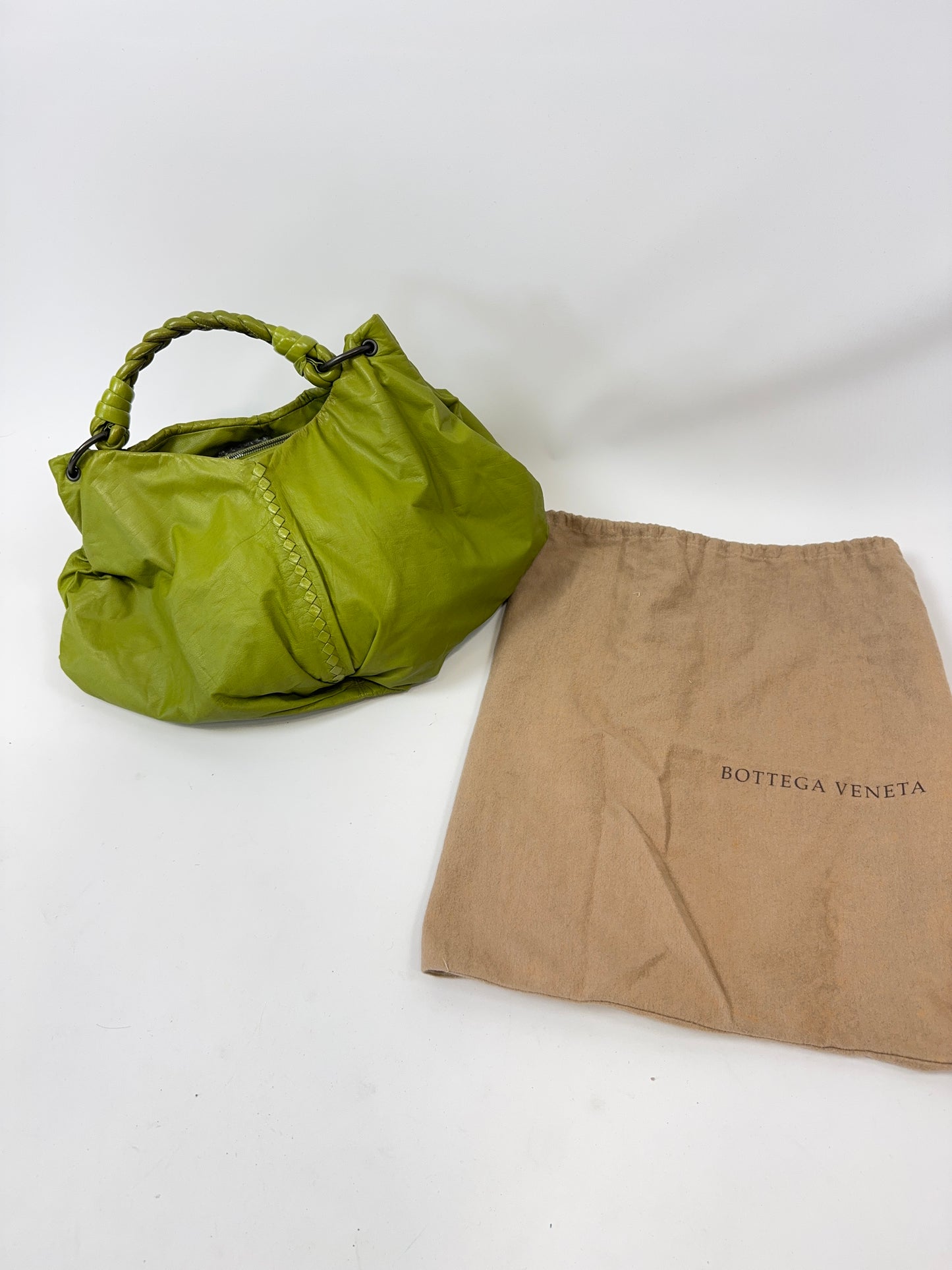 Bottega Veneta Green Intrecciato Aquilone Trimmed Hobo