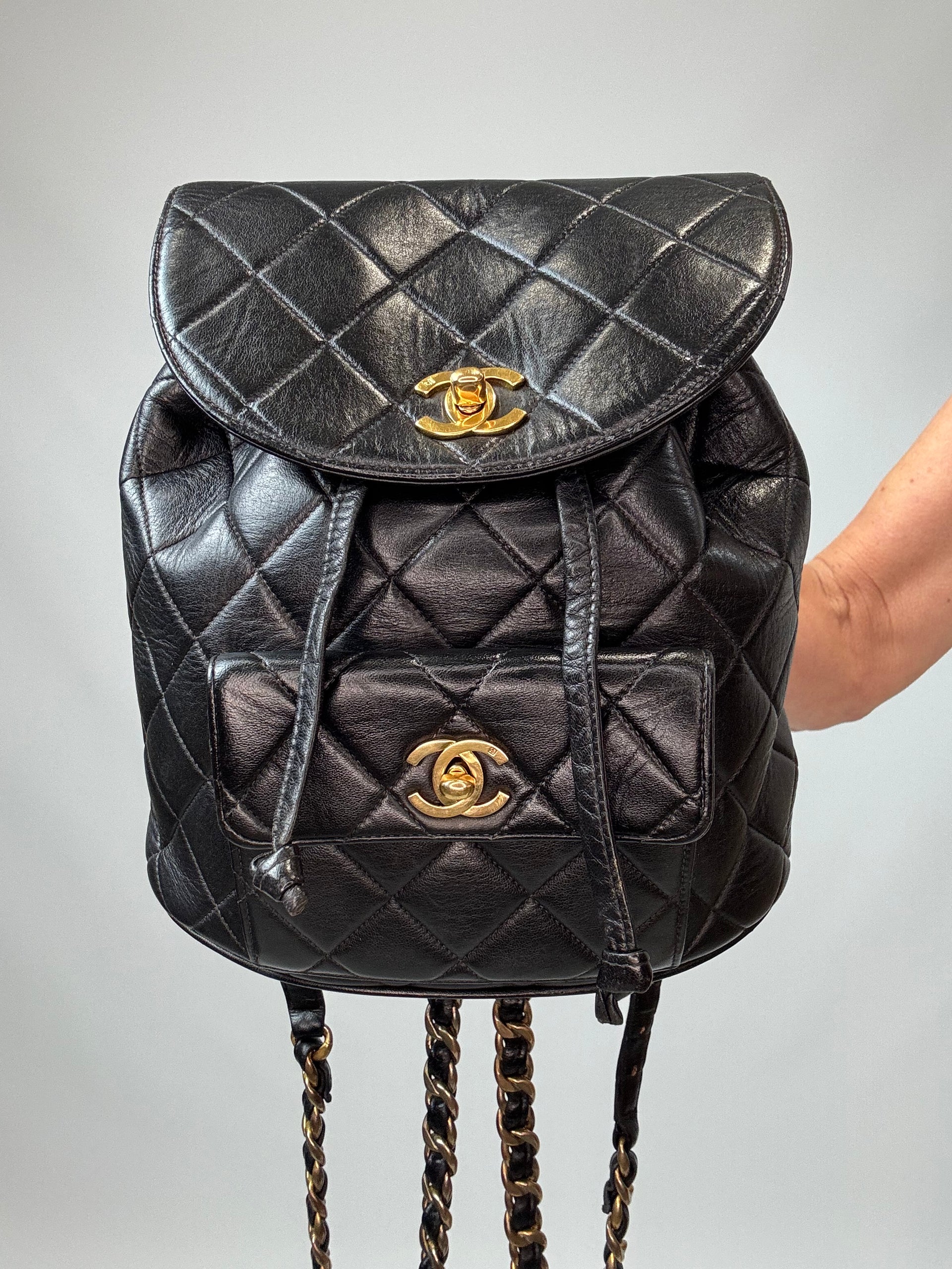 chanel vintage leather quilted backpack Chanel Duma 24K GHW Packpack-Vintage – thestilstyle