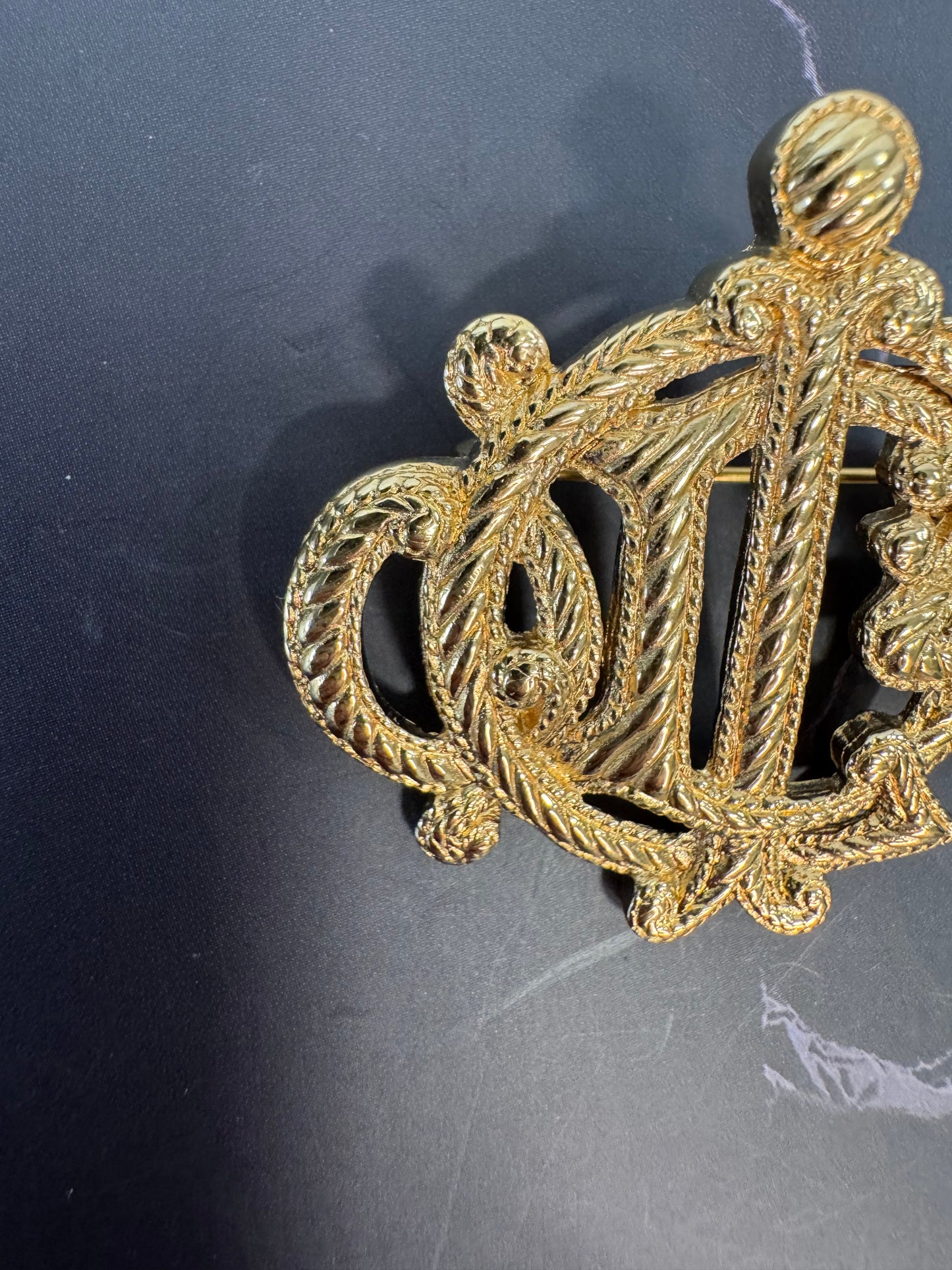 Vintage Christian Dior CD Monogram Crest Brooch — Circa 1980s
