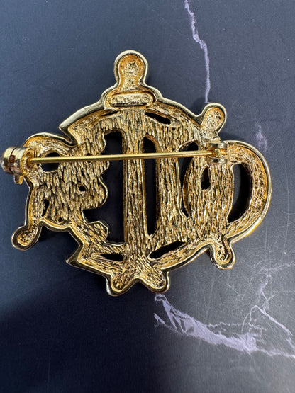 Vintage Christian Dior CD Monogram Crest Brooch — Circa 1980s