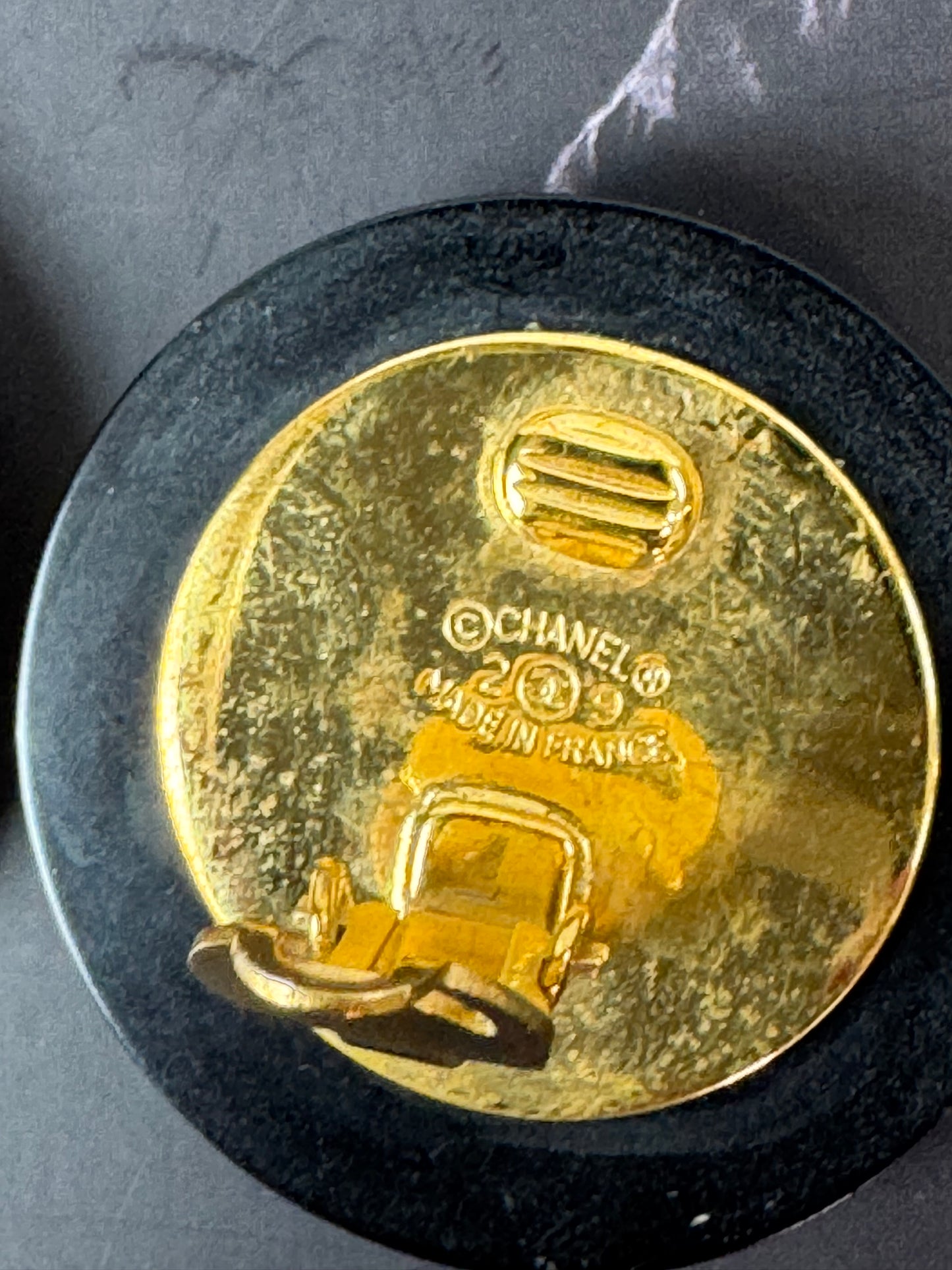 Chanel Vintage Black Quilted CC Clip-On Earrings