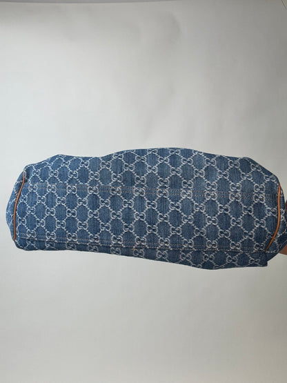 Gucci Denim Monogram Large Sukey Tote