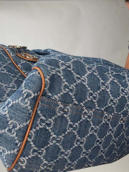 Gucci Denim Monogram Large Sukey Tote