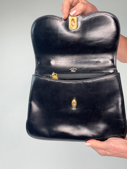 Gucci Rare Vintage Turn Lock Top Handle Calf Ski Bag