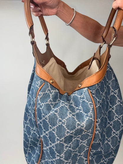 Gucci Denim Monogram Large Sukey Tote