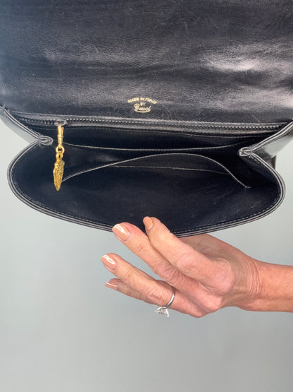 Gucci Rare Vintage Turn Lock Top Handle Calf Ski Bag