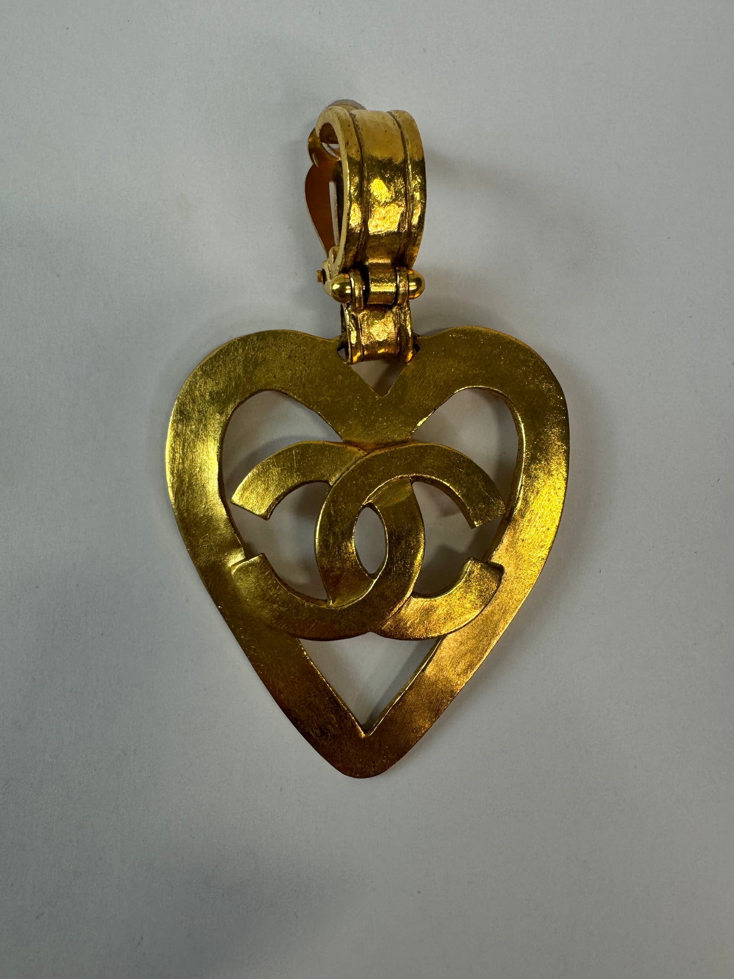 Chanel 1995 Heart Dangle Clip On Earrings