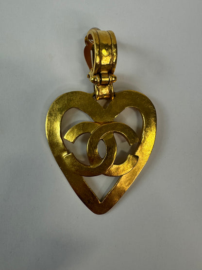 Chanel 1995 Heart Dangle Clip On Earrings