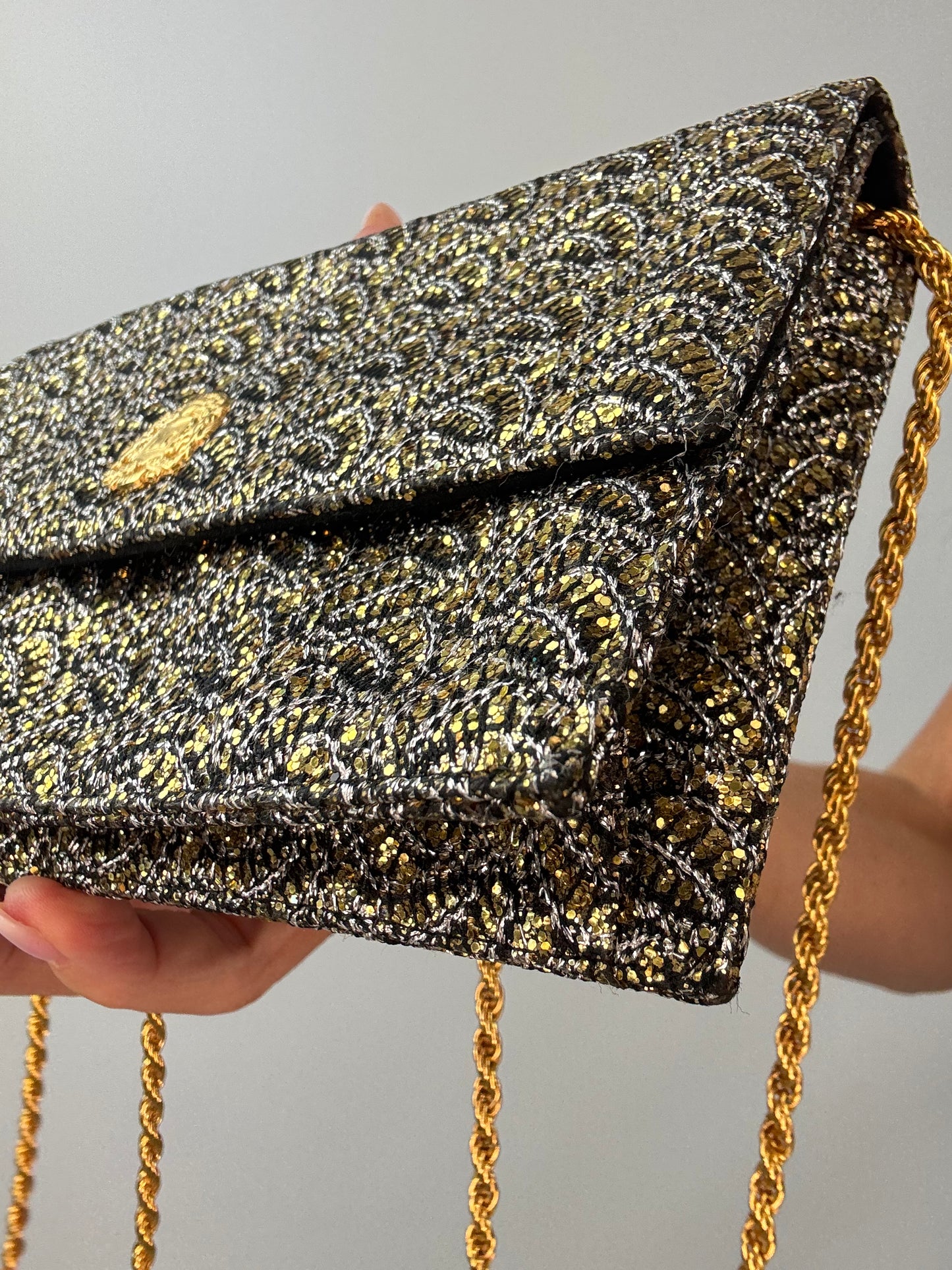 Vintage Celine Metallic Brocade Evening Bag