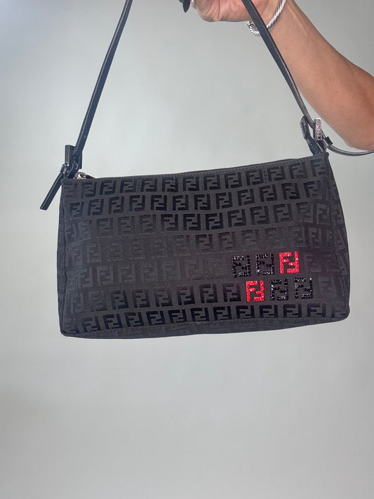 Fendi Zucchino Crystal Beaded Pochette