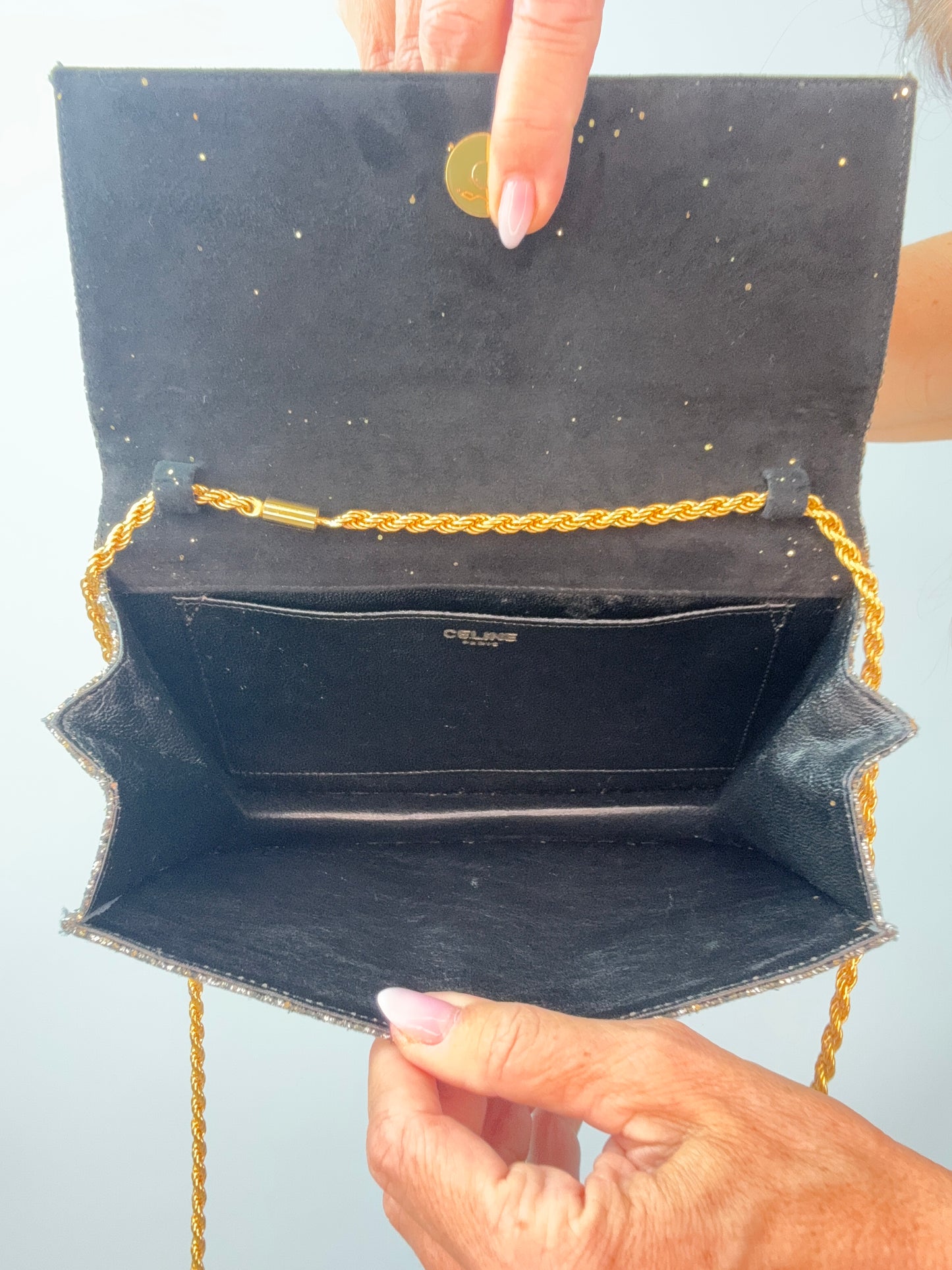 Vintage Celine Metallic Brocade Evening Bag