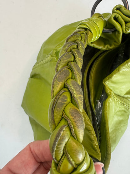 Bottega Veneta Green Intrecciato Aquilone Trimmed Hobo