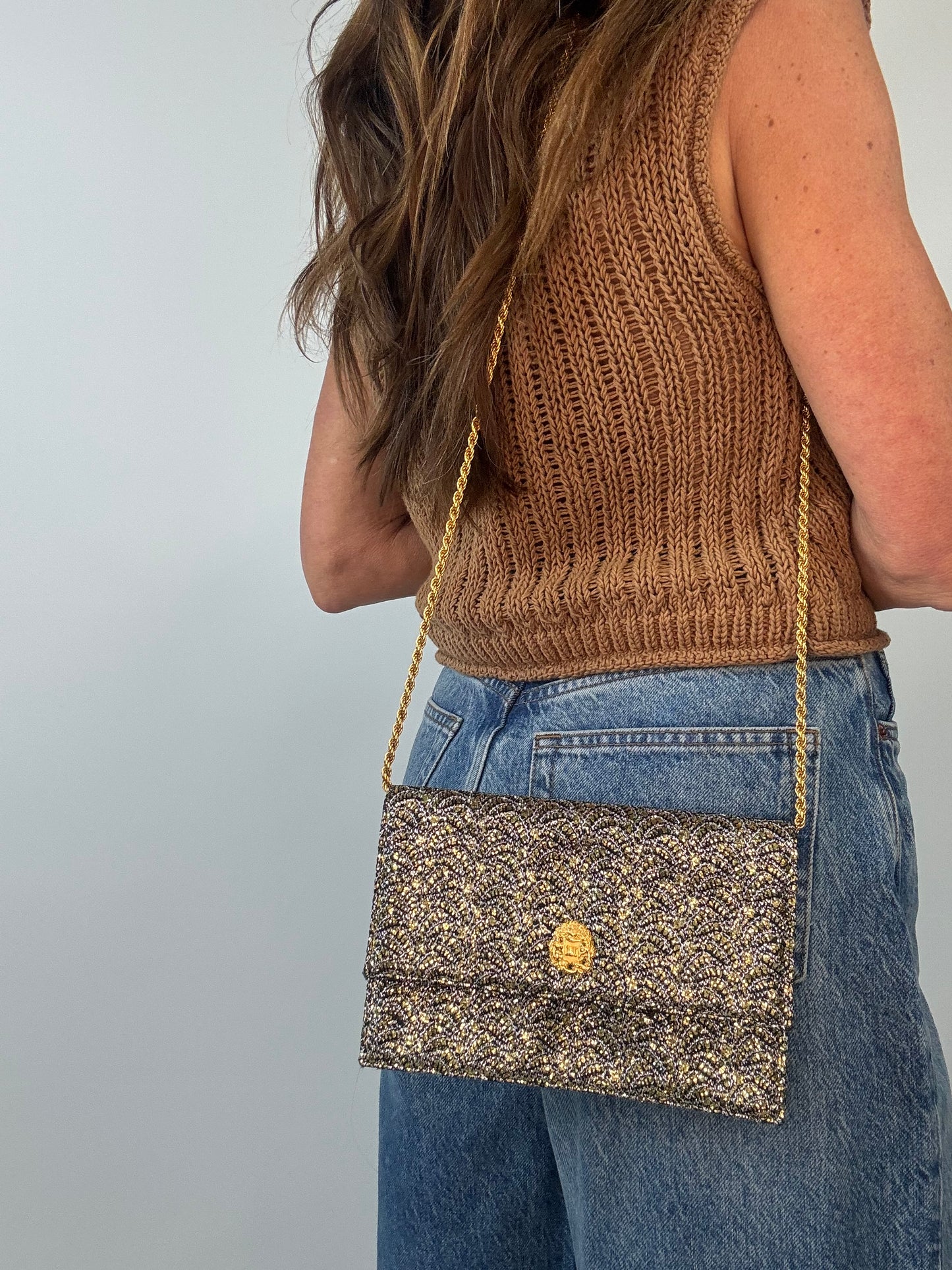 Vintage Celine Metallic Brocade Evening Bag