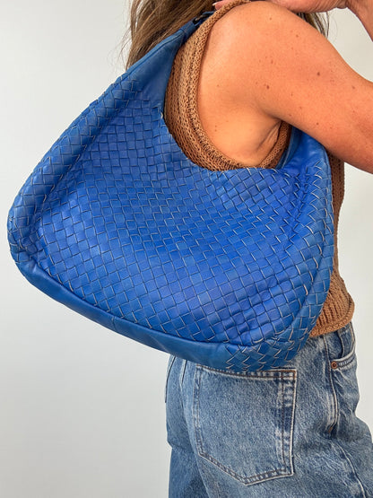 Bottega Veneta Small Campana Intrecciato Hobo — Royal Blue