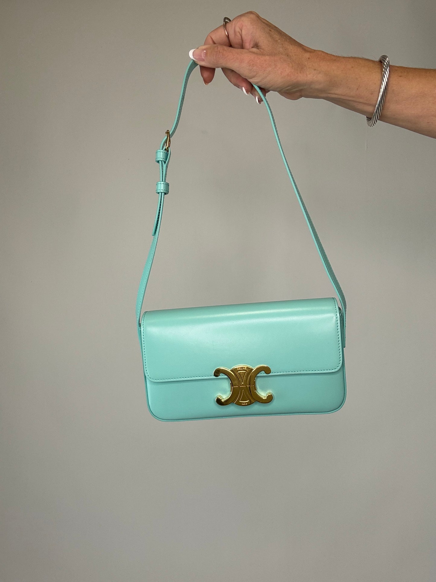 Celine Claude Triomphe Tiffany Blue Bag