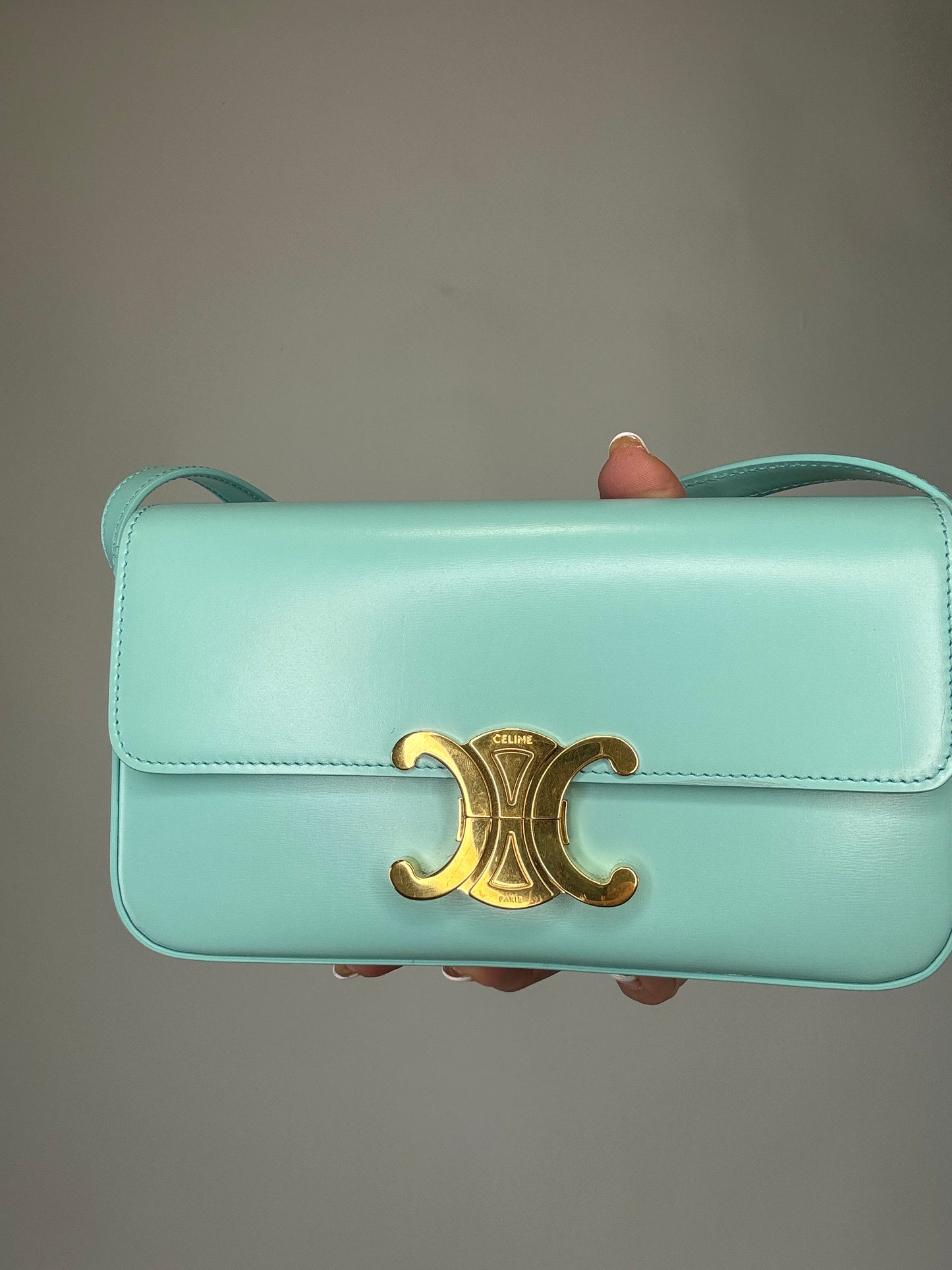 Celine Claude Triomphe Tiffany Blue Bag